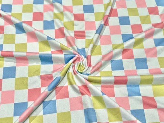 Spring Checkerboard DBP Print #992 Double Brushed Polyester Spandex Apparel Stretch Fabric 190 GSM 58"-60" Wide By The Yard
