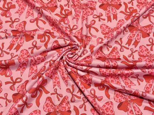 Leopard Spot Bow DBP Print #1000 Double Brushed Polyester Spandex Apparel Stretch Fabric 190 GSM 58"-60" Wide By The Yard
