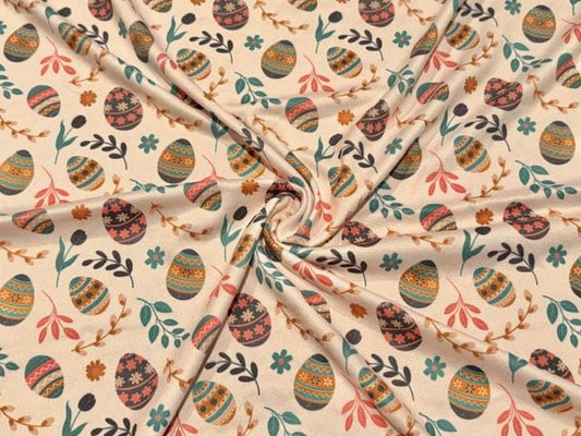 Easter Egg DBP Print #1004 Double Brushed Polyester Spandex Apparel Stretch Fabric 190 GSM 58"-60" Wide By The Yard
