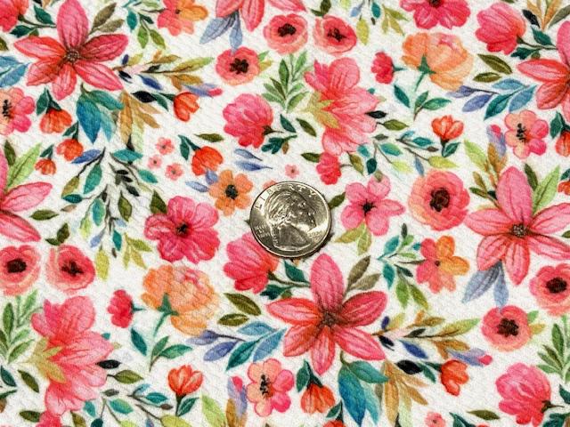 Floral Bullet Print #897 Ribbed Scuba Techno Double Knit 2-Way Stretch Poly Spandex Apparel Craft Fabric 58"-60" Wide BTY