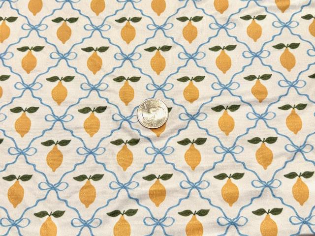 Lemons Trellis Bow DBP Print #1006 Double Brushed Polyester Spandex Apparel Stretch Fabric 190 GSM 58"-60" Wide By The Yard