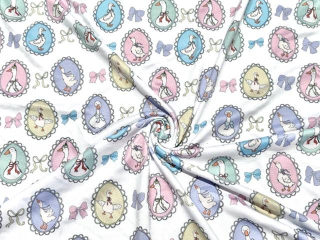 Duck Bow DBP Print #1007 Double Brushed Polyester Spandex Apparel Stretch Fabric 190 GSM 58"-60" Wide By The Yard