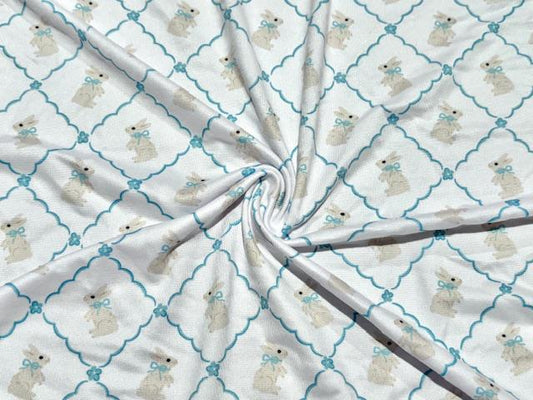 250 GSM DBP Bunnies #1012 Double Brushed Polyester Spandex Apparel Stretch Fabric 58"-60" Wide By The Yard