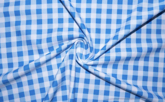 Swimwear Fabric Gingham Blue Activewear Print #221 Polyester Spandex Stretch By The Yard