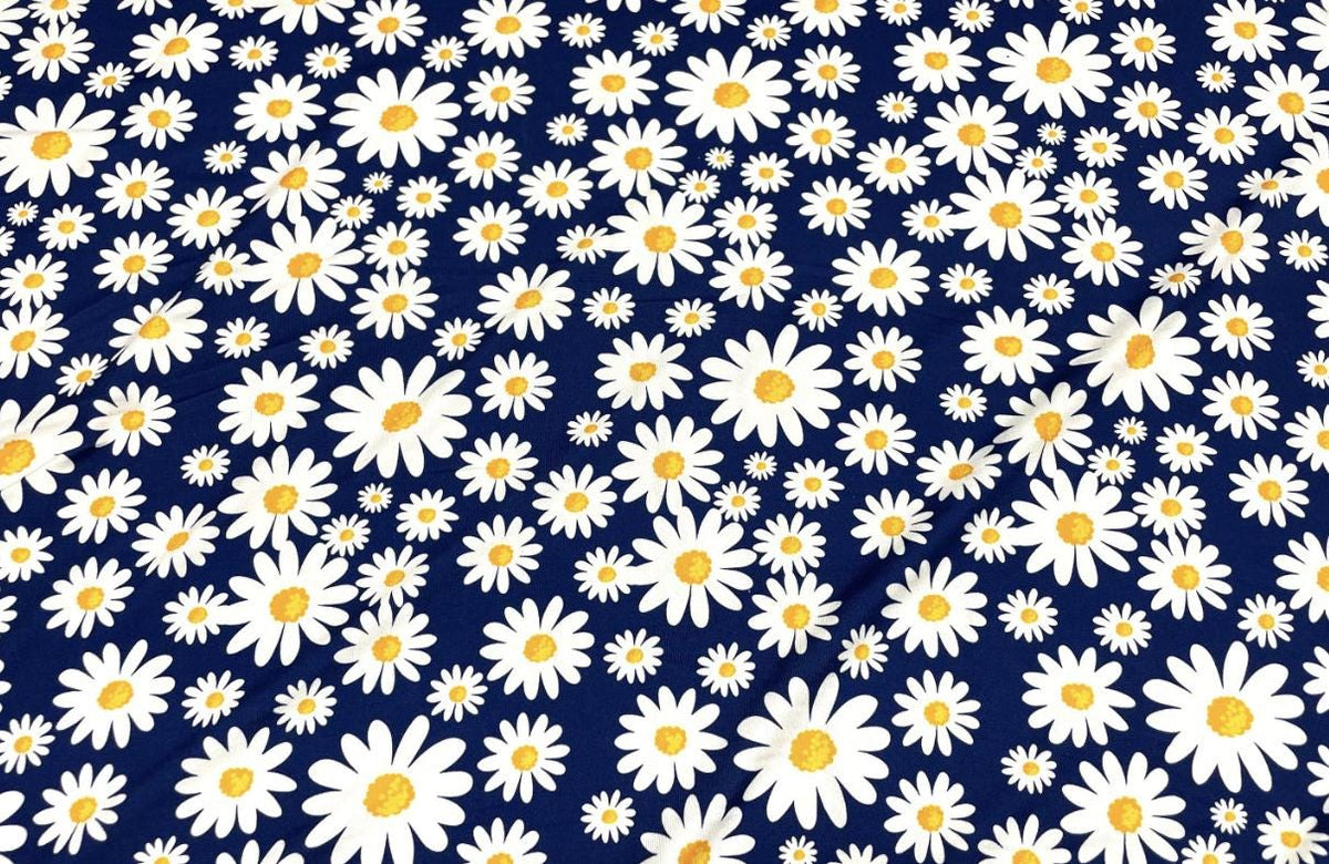 Swimwear Fabric Activewear Daisy Print #438 Polyester Spandex Stretch By The Yard