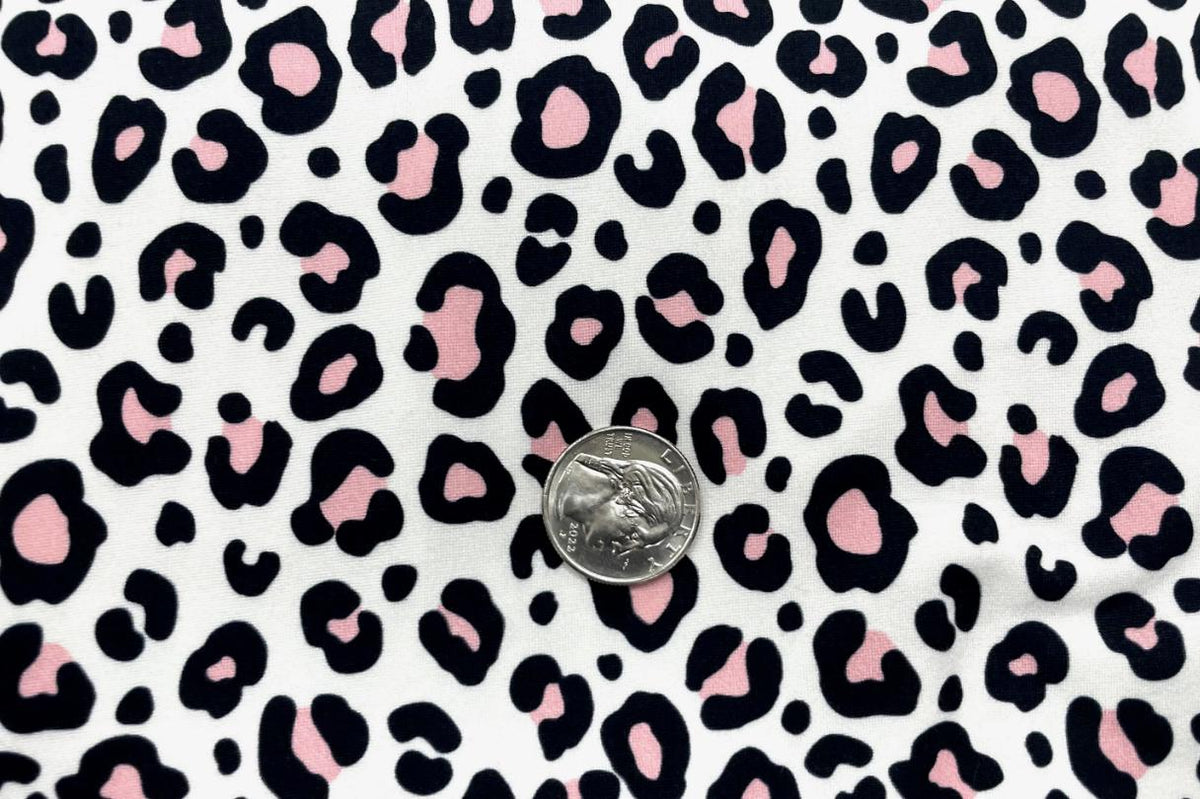 Swimwear Fabric Activewear Pink Leopard Spot Print #498 Polyester Spandex Stretch By The Yard