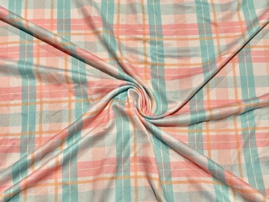 Swimwear Fabric Activewear Spring Plaid Print #1008 Polyester Spandex Stretch By The Yard