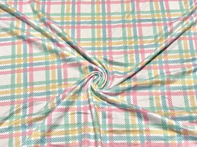 Swimwear Fabric Activewear Spring Plaid Print #1015 Polyester Spandex Stretch By The Yard