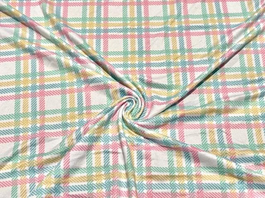 Swimwear Fabric Activewear Spring Plaid Print #1015 Polyester Spandex Stretch By The Yard