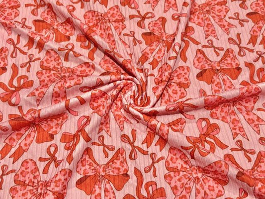 4x2 Rib Knit Leopard Spot Bow Multi-Color DBP Print #544 Double Brushed Poly Spandex Stretch 190GSM Apparel Fabric 58"-60" Wide By The Yard
