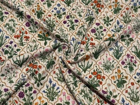 4x2 Rib Knit Trellis Floral DBP Print #549 Double Brushed Poly Spandex Stretch 190GSM Apparel Fabric 58"-60" Wide By The Yard