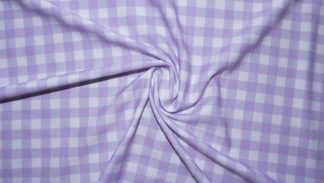Swimwear Fabric Gingham Purple Activewear Print #219 Polyester Spandex Stretch By The Yard