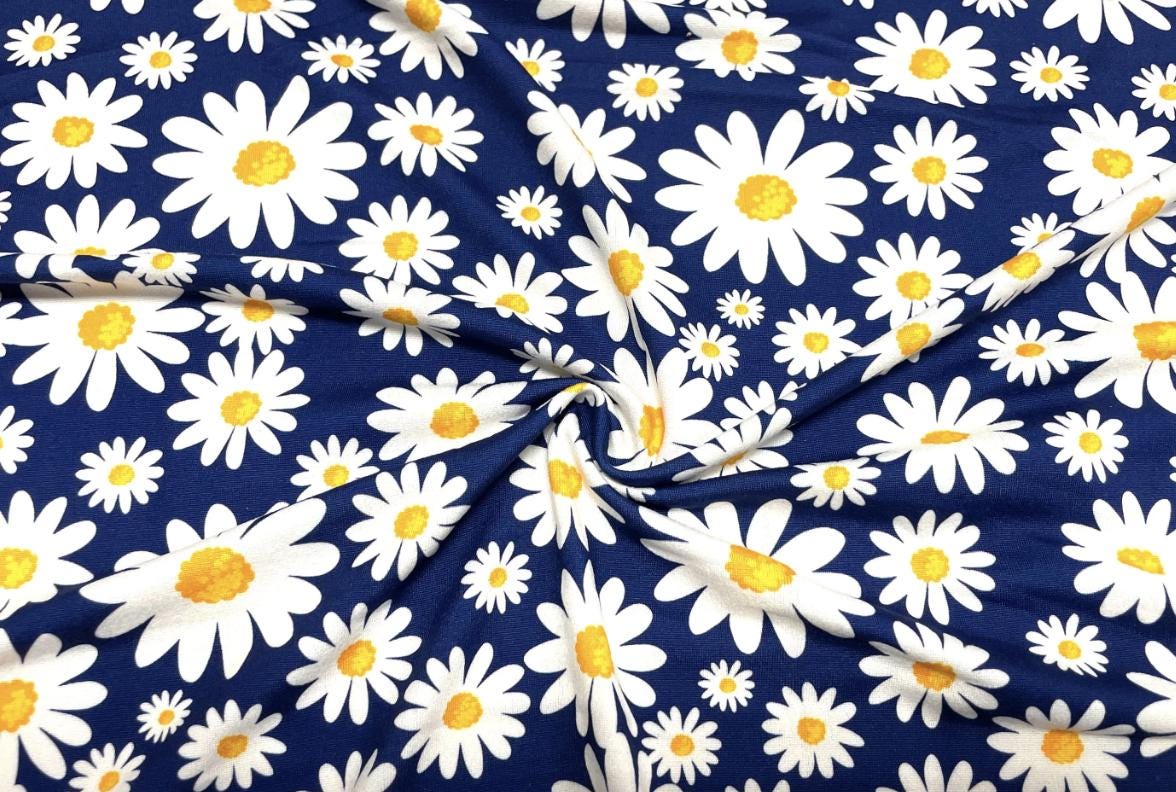 Swimwear Fabric Activewear Daisy Print #438 Polyester Spandex Stretch By The Yard