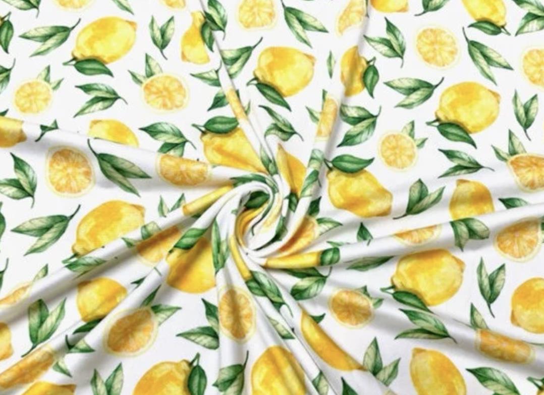 Swimwear Fabric Activewear Lemons Print #735 Polyester Spandex Stretch By The Yard