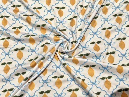 Swimwear Fabric Activewear Trellis Lemons Print #1006 Polyester Spandex Stretch By The Yard