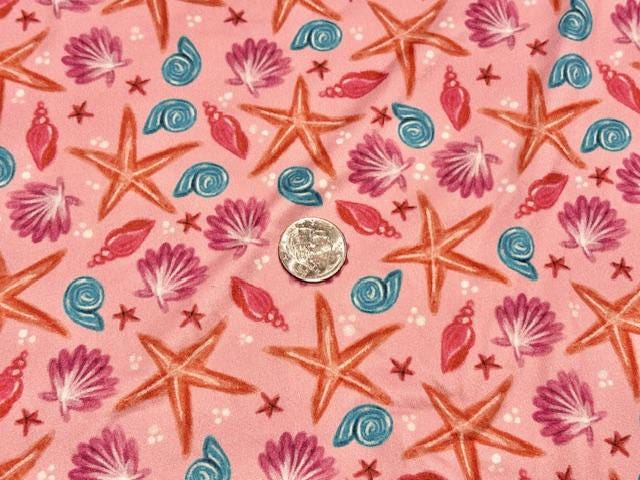 Brittany Frost Designs Starfish DBP Print #1032 Double Brushed Polyester Spandex Apparel Stretch Fabric 190 GSM 58"-60" Wide By The Yard