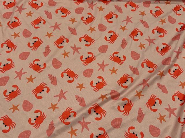 Crabs DBP Print #1041 Double Brushed Polyester Spandex Apparel Stretch Fabric 190 GSM 58"-60" Wide By The Yard
