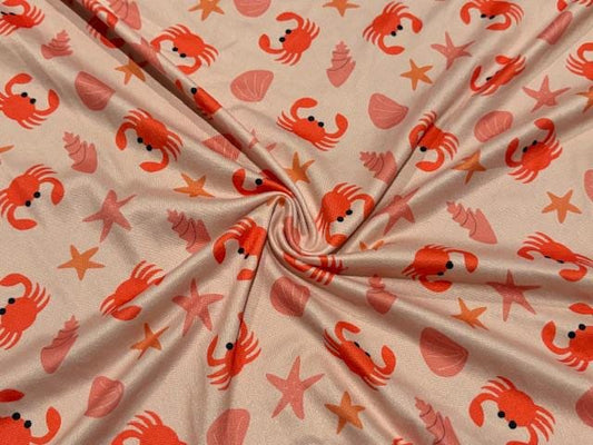 Crabs DBP Print #1041 Double Brushed Polyester Spandex Apparel Stretch Fabric 190 GSM 58"-60" Wide By The Yard