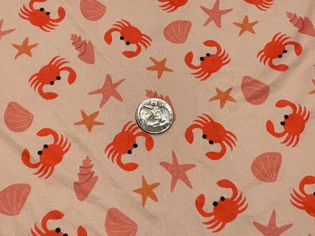 250 GSM DBP Crabs Print #1041 Double Brushed Polyester Spandex Apparel Stretch Fabric 58"-60" Wide By The Yard