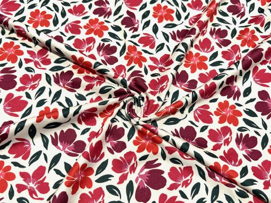 250 GSM DBP Floral Print #1052 Double Brushed Polyester Spandex Apparel Stretch Fabric 58"-60" Wide By The Yard