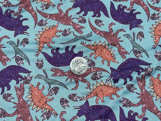 250 GSM DBP Brittany Frost Designs Dinosaur #1057 Double Brushed Polyester Spandex Apparel Stretch Fabric 58"-60" Wide By The Yard