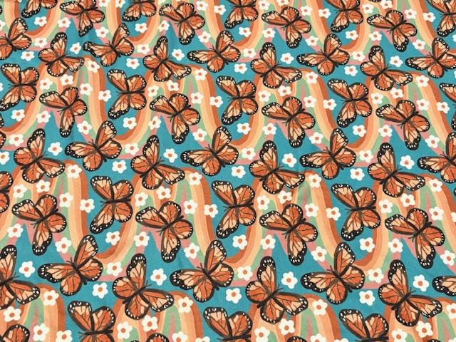 Super Scuba Techno Brittany Frost Designs Boho Butterfly Print #1034 Knit Stretch Poly Spandex Apparel Fabric 58"-60" Wide By The Yard