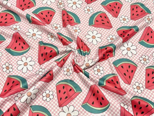 Super Scuba Techno Watermelon Floral Print #1044 Knit Stretch Poly Spandex Apparel Fabric 58"-60" Wide By The Yard