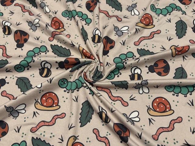 Swimwear Fabric Brittany Frost Designs Bugs Activewear Print #1019 Polyester Spandex Stretch By The Yard
