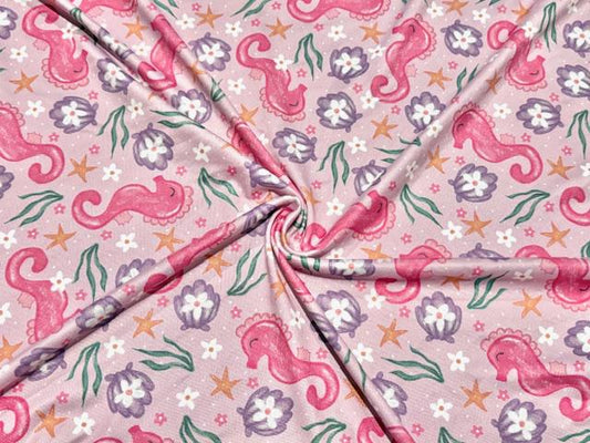 Swimwear Fabric Brittany Frost Designs Seahorse Activewear Print #1030 Polyester Spandex Stretch By The Yard