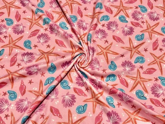 Swimwear Fabric Brittany Frost Designs Starfish Activewear Print #1032 Polyester Spandex Stretch By The Yard