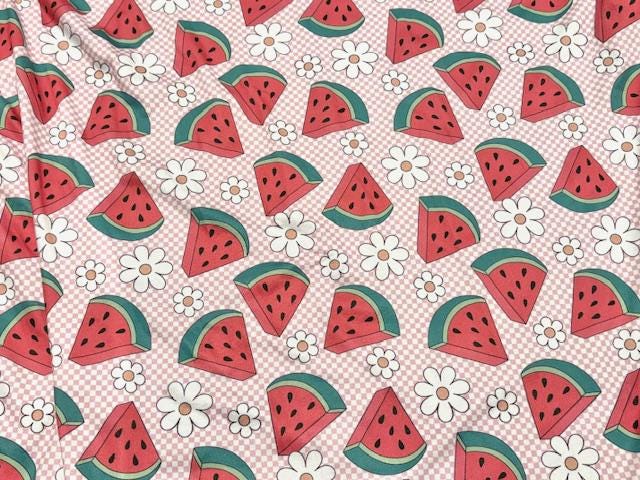 Swimwear Fabric Watermelon Floral Activewear Print #1044 Polyester Spandex Stretch By The Yard