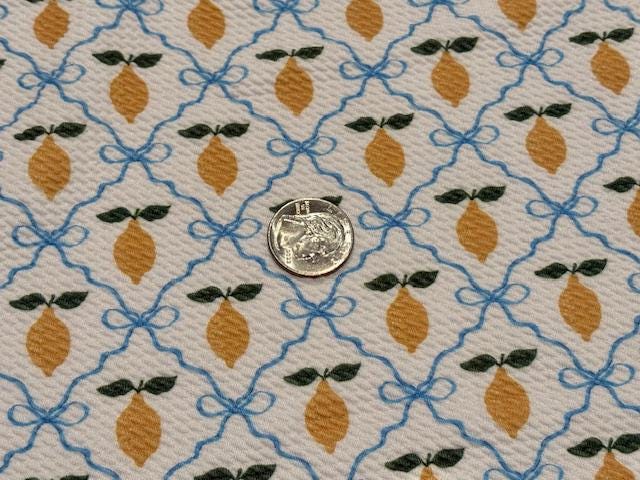 Bullet Lemon Trellis Print #1006 Ribbed Scuba Techno Double Knit 2-Way Stretch Poly Spandex Apparel Craft Fabric 58"-60" Wide BTY