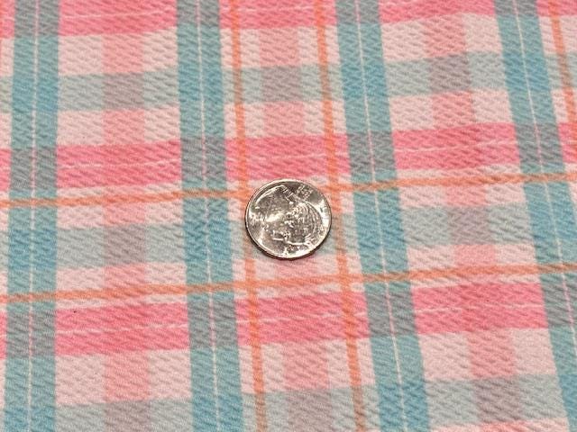 Bullet Plaid Print #1008 Ribbed Scuba Techno Double Knit 2-Way Stretch Poly Spandex Apparel Craft Fabric 58"-60" Wide BTY