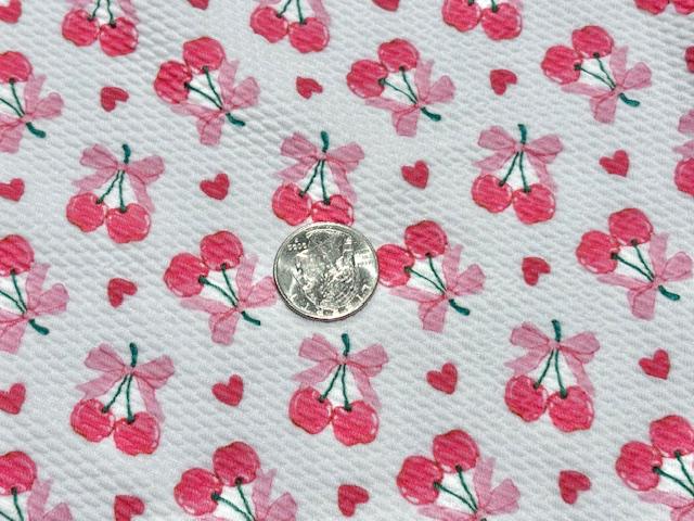 Bullet Cherries Print #1014 Ribbed Scuba Techno Double Knit 2-Way Stretch Poly Spandex Apparel Craft Fabric 58"-60" Wide BTY