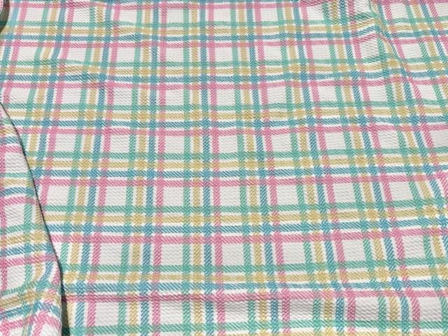 Bullet Plaid Print #1015 Ribbed Scuba Techno Double Knit 2-Way Stretch Poly Spandex Apparel Craft Fabric 58"-60" Wide BTY