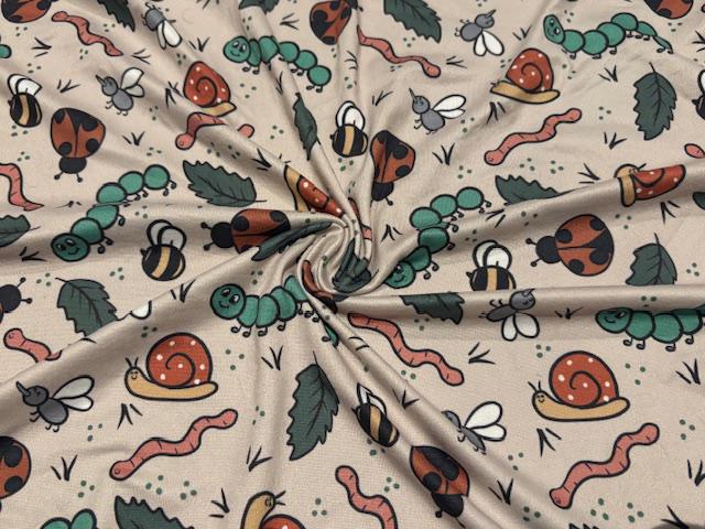 Brittany Frost Designs Bugs DBP Print #1019 Double Brushed Polyester Spandex Apparel Stretch Fabric 190 GSM 58"-60" Wide By The Yard