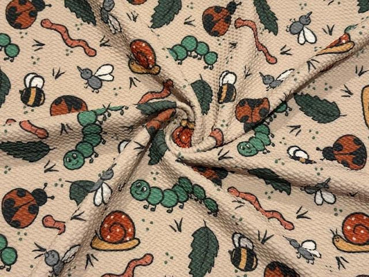 Brittany Frost Designs Bugs Bullet Print #1019 Ribbed Scuba Double Knit Stretch Poly Spandex Apparel Craft Fabric 58"-60" Wide BTY