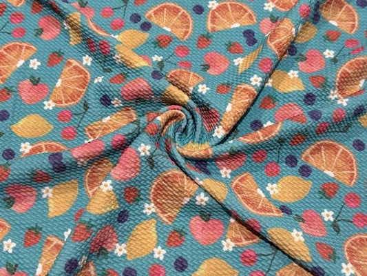 Brittany Frost Designs Fruit Bullet Print #1028 Ribbed Scuba Double Knit Stretch Poly Spandex Apparel Craft Fabric 58"-60" Wide BTY