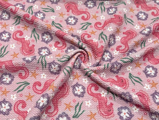 Brittany Frost Designs Seahorses Bullet Print #1030 Ribbed Scuba Double Knit Stretch Poly Spandex Apparel Craft Fabric 58"-60" Wide BTY