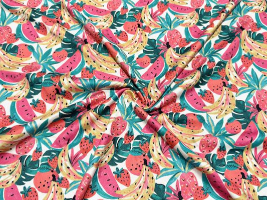 Fruits DBP Print #1051 Double Brushed Polyester Spandex Apparel Stretch Fabric 190 GSM 58"-60" Wide By The Yard