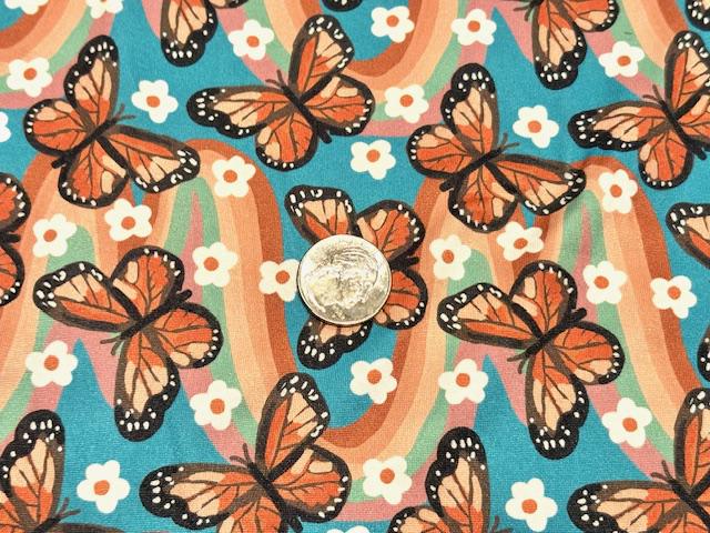250 GSM DBP Brittany Frost Designs Butterflies #1034 Double Brushed Polyester Spandex Apparel Stretch Fabric 58"-60" Wide By The Yard