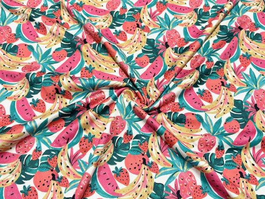 250 GSM DBP Fruits Print #1051 Double Brushed Polyester Spandex Apparel Stretch Fabric 58"-60" Wide By The Yard