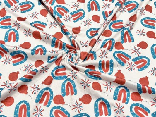 Super Scuba Techno Brittany Frost Designs Patriotic Rainbow Print #1035 Knit Stretch Poly Spandex Apparel Fabric 58"-60" Wide By The Yard