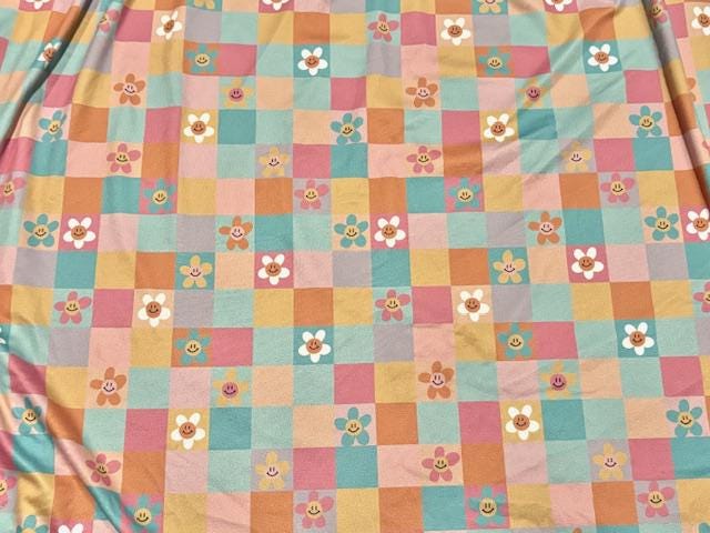 Swimwear Fabric Brittany Frost Designs Checkerboard Smiley Activewear Print #1029 Polyester Spandex Stretch By The Yard