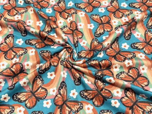 Swimwear Fabric Brittany Frost Designs Boho Butterfly Activewear Print #1034 Polyester Spandex Stretch By The Yard