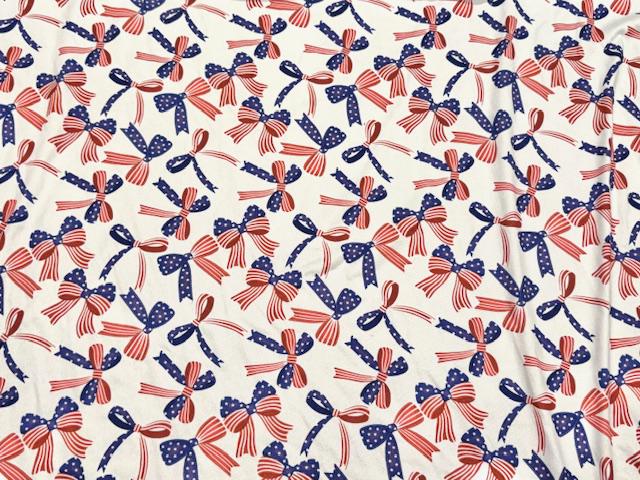 Swimwear Fabric USA Bows Activewear Print #1046 Polyester Spandex Stretch By The Yard