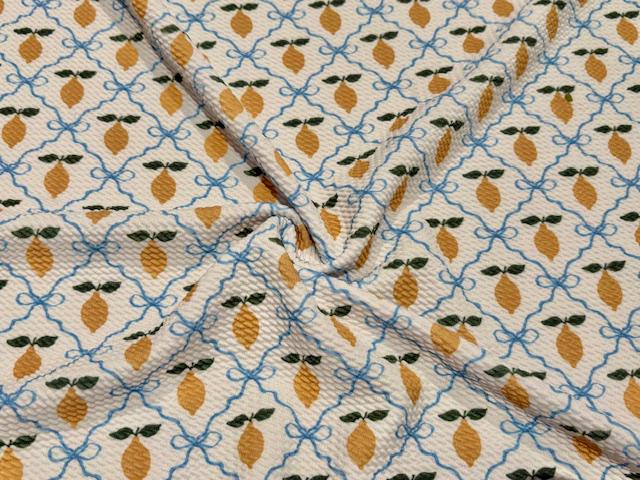 Bullet Lemon Trellis Print #1006 Ribbed Scuba Techno Double Knit 2-Way Stretch Poly Spandex Apparel Craft Fabric 58"-60" Wide BTY