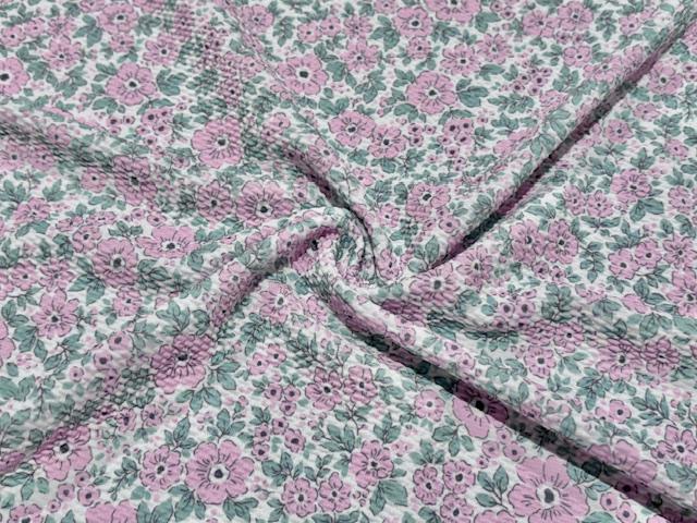 Bullet Floral Print #1013 Ribbed Scuba Techno Double Knit 2-Way Stretch Poly Spandex Apparel Craft Fabric 58"-60" Wide BTY