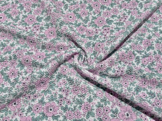 Bullet Floral Print #1013 Ribbed Scuba Techno Double Knit 2-Way Stretch Poly Spandex Apparel Craft Fabric 58"-60" Wide BTY