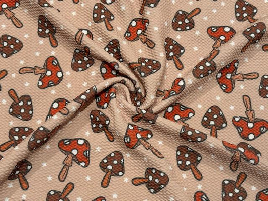 Brittany Frost Designs Mushroom Bullet Print #1020 Ribbed Scuba Double Knit Stretch Poly Spandex Apparel Craft Fabric 58"-60" Wide BTY